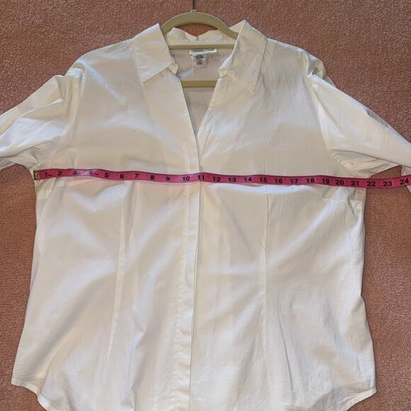 Coldwater Creek Womens White Button Up Shirt Size XL Cotton Stretch Career Work - Picture 8 of 9